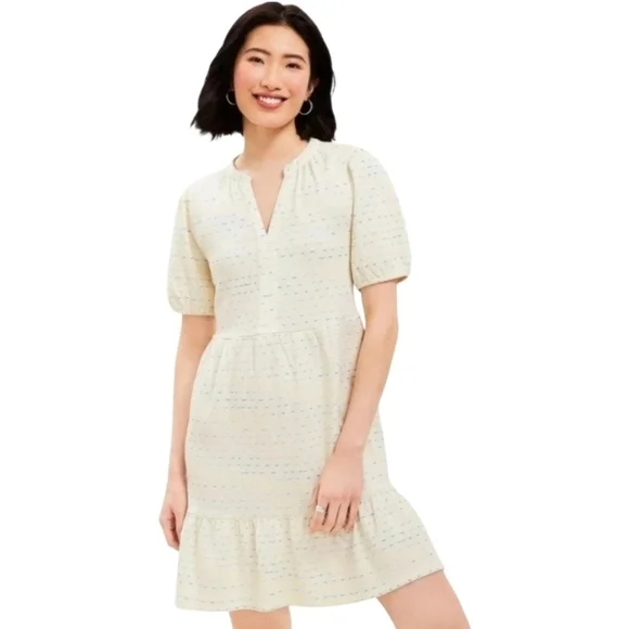 ⚡️FLASH SALE CCO LOFT SPACEDYE PUFF SLEEVE FLOUNCE SWING DRESS PETITE SIZE XLP - Picture 1 of 11